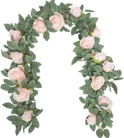 Der Rose 2 Pack 13Ft Artificial Eucalyptus Flower Garland With Fake Rose Flower Vine Seeded Eucalyptus Leaves Greenery Garland For Wedding Table Runner Backdrop Party Centerpiece Room Decor (White) -Nearly Natural Store 51wjHaX9uBL. AC