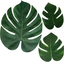 Moon Boat 120PCS Tropical Palm Leaves Plants Hibiscus Artificial-105Pcs 7 Kinds Green Fake Leaf+15pcs Flowers, Hawaiian/Luau/Safari Jungle Party Table Decorations -Nearly Natural Store 51x6TK8r0bL. AC