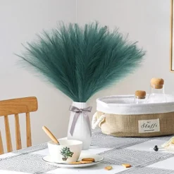 Eyamumo 7 Stems Faux Pampas Grass 17.7''/45cm Tall, Small Fluffy Pompas Decor, Fake Artificial Pampas Grass For Floor Vase Home Office Boho Decor, MalachiteGreen Faux Pompas Grass -Nearly Natural Store 51x8U7xkrBL