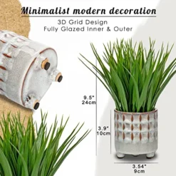 Potted Plants Artificial Decor Faux Plants Indoor Artificial Grass Plant In Ceramic Pot For Home Decor Realistic Green Fake Grass House Living Room Bedroom Bathroom Office Greenery Decoration -Nearly Natural Store 51yPDDehrJL