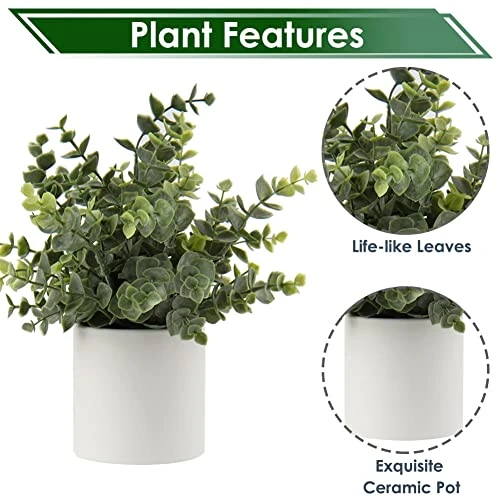 Briful Mini Fake Plants Set Of 2 Small Faux Plant Eucalyptus Rosemary Greenery Potted Plants Artificial Decor For Home Table Office Room Desk Bathroom Shelf Kitchen Farmhouse Mantel Decoration 3 Briful Mini Fake Plants Set Of 2 Small Faux Plant Eucalyptus Rosemary Greenery Potted Plants Artificial Decor For Home Table Office Room Desk Bathroom Shelf Kitchen Farmhouse Mantel Decoration - Image 3