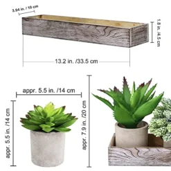 Winlyn Set Of 3 Artificial Potted Succulents Plants In Rustic Wood Tray Succulents Arrangement For Farmhouse Table Centerpiece Desk Windowsill Shelf Counter Home Bathroom Kitchen Office Country Decor -Nearly Natural Store 51z4CVk439L
