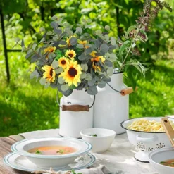 FUNARTY 6 Pcs Artificial Eucalyptus Leaves Stems 25in Tall With 80 Leaves Fake Silver Dollar Eucalyptus Plant Greenery Stems Branches For Farmhouse Vase Bouquets Wedding Home Decor -Nearly Natural Store 51zH4Jq6uaL