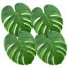 KUUQA 60 Pcs Large 13" Tropical Leaves Artificial Green Monstera Leaves Palm Leaf For Luau Party Hawaiian Aloha Tiki Theme Safari Jungle BBQ Birthday Party Decoration Supplies