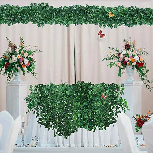 GPARK 84ft 12 Pack / 82 Inch, Artificial Ivy Garland Fake Leaf Plants Vine, Hanging Leaves Garlands For Wedding Party Garden Kitchen Outdoor Greenery Wall Decor Green 2 GPARK 84ft 12 Pack / 82 Inch, Artificial Ivy Garland Fake Leaf Plants Vine, Hanging Leaves Garlands For Wedding Party Garden Kitchen Outdoor Greenery Wall Decor Green - Image 2