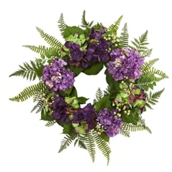Nearly Natural 4230 24" Hydrangea Berry Wreath Purple
