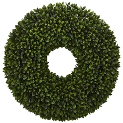 Nearly Natural 24-in. Boxwood Artificial Wreaths Green