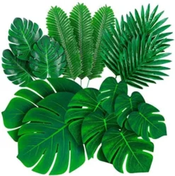 Decopom Palm Leaves Artificial Tropical Monstera-84Pcs 6 Kinds Large Small Green Fake Palm Leaf With Stems For Safari Jungle Hawaiian Luau Party Table Decoration Wedding Birthday Theme Party -Nearly Natural Store 61AAHVfK26L. AC