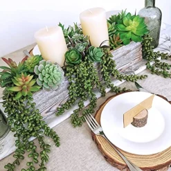 Supla 4 Pcs Artificial Hanging Succulents Faux Burro's Tail Picks Trailing String Of Pearls Succulents Fake Greenery Sprays For Basket Planter Centerpiece Floral Arrangement Indoor Outdoor Decor -Nearly Natural Store 61AGb7vhDuS