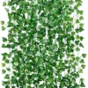 GPARK 84ft 12 Pack / 82 Inch, Artificial Ivy Garland Fake Leaf Plants Vine, Hanging Leaves Garlands For Wedding Party Garden Kitchen Outdoor Greenery Wall Decor Green