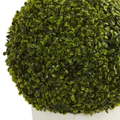 Nearly Natural 6404 Artificial Plant (Indoor/Outdoor) 28â€ Boxwood Topiary Ball In White Tower Planter, Green,15"Dx15"Wx28"H -Nearly Natural Store 61Fa9eXqBvL
