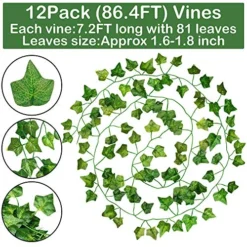 GPARK 84ft 12 Pack / 82 Inch, Artificial Ivy Garland Fake Leaf Plants Vine, Hanging Leaves Garlands For Wedding Party Garden Kitchen Outdoor Greenery Wall Decor Green 6 GPARK 84ft 12 Pack / 82 Inch, Artificial Ivy Garland Fake Leaf Plants Vine, Hanging Leaves Garlands For Wedding Party Garden Kitchen Outdoor Greenery Wall Decor Green -Nearly Natural Store 61HopKBAmjL