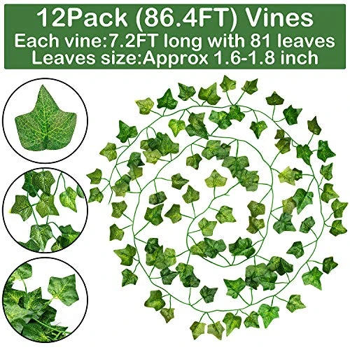 GPARK 84ft 12 Pack / 82 Inch, Artificial Ivy Garland Fake Leaf Plants Vine, Hanging Leaves Garlands For Wedding Party Garden Kitchen Outdoor Greenery Wall Decor Green 3 GPARK 84ft 12 Pack / 82 Inch, Artificial Ivy Garland Fake Leaf Plants Vine, Hanging Leaves Garlands For Wedding Party Garden Kitchen Outdoor Greenery Wall Decor Green - Image 3