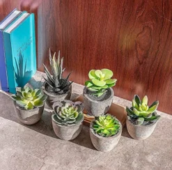 Sophia's Garden Small Artificial Succulents Plants Artificial Potted Fake Plant Decor Bedroom (6 Piece Faux Succulents In Pots 2.3") Fake Succulent Decor Fake Succulents Mini Succulents Desk Office -Nearly Natural Store 61VzDaMwHGL