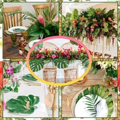 92pcs Palm Leaves Artificial Plant Kit Fake Leaves Jungle Party Decorations Monstera Deliciosa Faux Palm Fronds Tropical Plants Greenery Hawaiian Luau Party Supplies Wedding Decor Beach Theme -Nearly Natural Store 61ZmuueGnVL