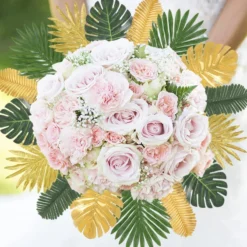 77 Pieces 9 Kinds Artificial Palm Leaves For Tropical Party Decorations Golden Tropical Leaves With Stems Jungle Leaves Decoration Hawaiian Party Beach Baby Shower Wedding Birthday Decorations -Nearly Natural Store 61flaRr5xPL