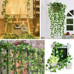 CQURE 24 Pack 168Ft Artificial Ivy Fake Vines,Ivy Garland Greenery Garland Fake Hanging Plants Vines Aesthetic Green Leaves For Bedroom Wedding Party Garden Wall Room Decor -Nearly Natural Store 61mH1JZa7ML