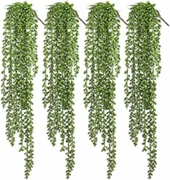 Meiliy 4pcs Artificial Succulent Plants Hanging Succulent Plants Faux Succulents Unpotted Branch String Of Pearls Plant For Home Kitchen Office Wedding Garden Craft Art Decor(28 Inches Each Length) -Nearly Natural Store 61pDIbV6NWL. AC