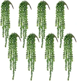 CEWOR 4pcs Artificial Succulents Hanging Plants Fake String Of Pearls For Wall Home Garden Decor (24 Inches Each Length) -Nearly Natural Store 61sv56SyeVL. AC