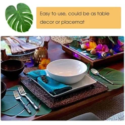 KUUQA 60 Pcs Large 13" Tropical Leaves Artificial Green Monstera Leaves Palm Leaf For Luau Party Hawaiian Aloha Tiki Theme Safari Jungle BBQ Birthday Party Decoration Supplies -Nearly Natural Store 61ukUSqjXYL