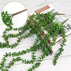 CEWOR 4pcs Artificial Succulents Hanging Plants Fake String Of Pearls For Wall Home Garden Decor (24 Inches Each Length) -Nearly Natural Store 61wiVKNMzDS