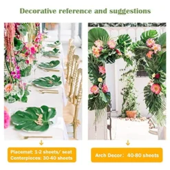 OurWarm 24pcs Large Artificial Tropical Palm Leaves, Faux Safari Leaves Monstera Fake Leaves, Hawaiian Luau Party Jungle Beach Theme Decorations For Birthday Party Safari Table Decorations Supplies -Nearly Natural Store 61xdI0c5SdL